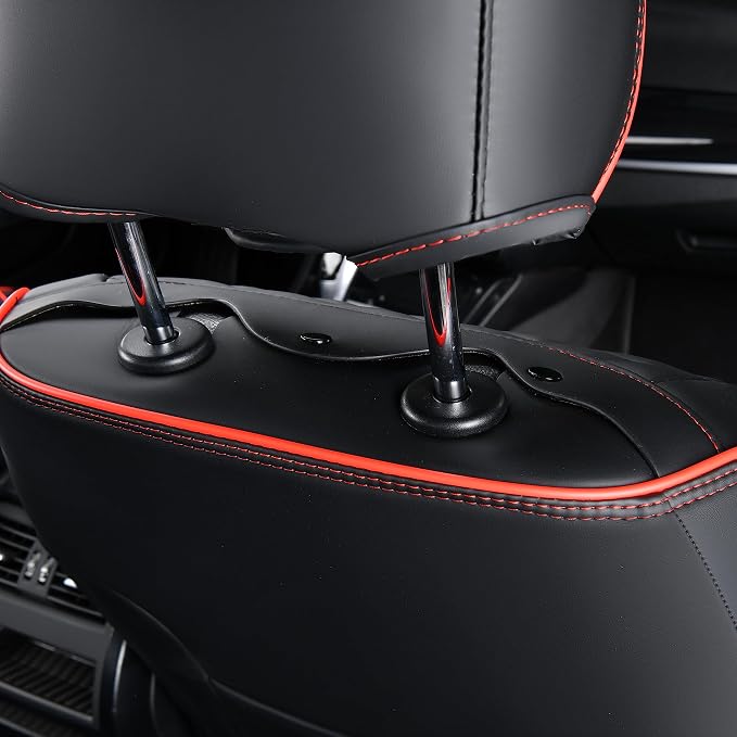 FLORICH Seat Covers for Cars, Waterproof Seat Covers, Leather Car Seat Covers 2 Pack, Universal Seat Cushion Protector for Most Cars Trucks SUV-Black&Red Line