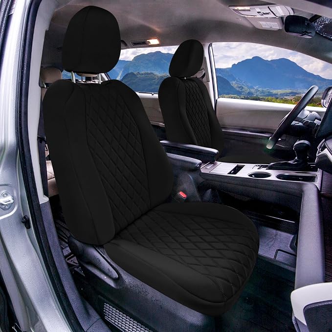 FH Group Custom Fit Car Seat Covers Specifically Made for Toyota Sienna 2021-2024, Black Ultraflex Neoprene Front Set Automotive Seat Covers, 7-8 Seater SUV Seat Covers, Toyota Accessories