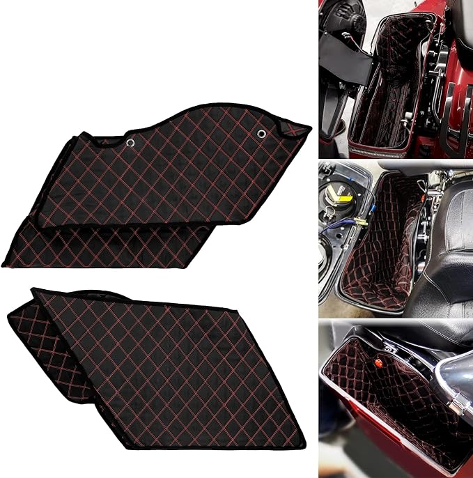 Saddlebag Liners Fit for Harley Touring 2014-2023 | 5-Inch Stretched Bag Inserts, Red Stitching, Fits Road King, Road Glide, Street Glide & Electra Glide Stretched Saddlebags