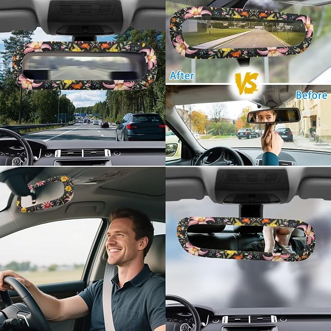 Dragonfly Car Seat Covers Full Sets 17 Pack for Women,Starry Sky Dragonfly Car Interior Accessories with Vehicle Trash Bag Starry Sky Auto Seat Head Rest Protector for Front Seat Rest Decor