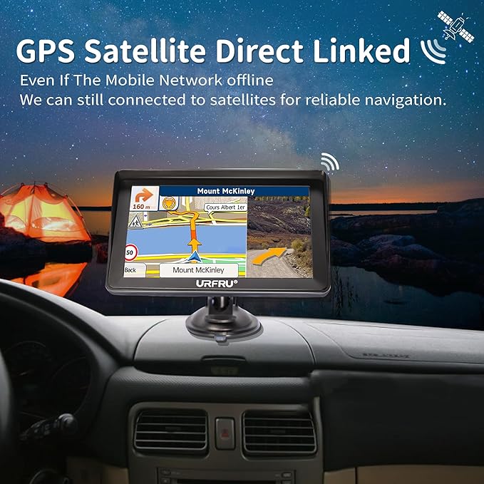 7-inch GPS Navigator for Car Truck RV Pickup, 2026 Offline Map with Free Updates Lifetime, Big HD Touchscreen, Satallete Navigation, Voice Guidance, Speed & Traffic Alerts, Custom Truck Routing