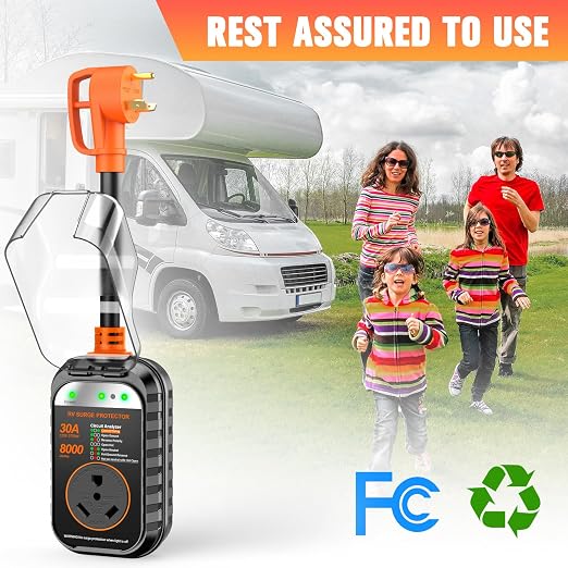GEARGO RV Surge Protectors 30 Amp RV Circuit Analyzer, [𝟐𝟎𝟐𝟔 𝐍𝐞𝐰 𝐔𝐩𝐠𝐫𝐚𝐝𝐞𝐝 & 𝐆𝐞𝐧𝟐] Full Protection, RV Adapter Plug for Camper(Orange)