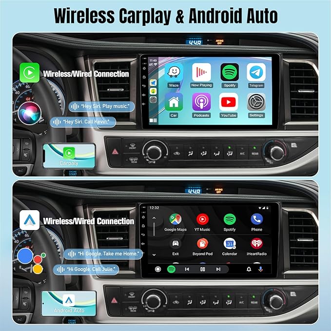 Leadfan Car Stereo Radio for Toyota Highlander 2014 2015 2016 2017 2018 2019 with Carplay Android Auto, 9Inch Screen with GPS Navigation SWC FM Bluetooth Backup Camera