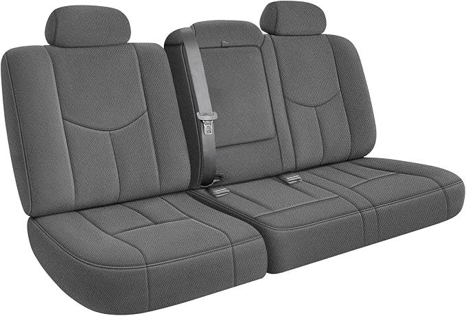 SAPUBK Rear Seat Covers Replace for 1999-2006 Chevy Silverado LT Double Cab 60/40 Split Seat, Knitted Fabric Composite Soft Foam Lining Airmesh Breathable Seat Cover