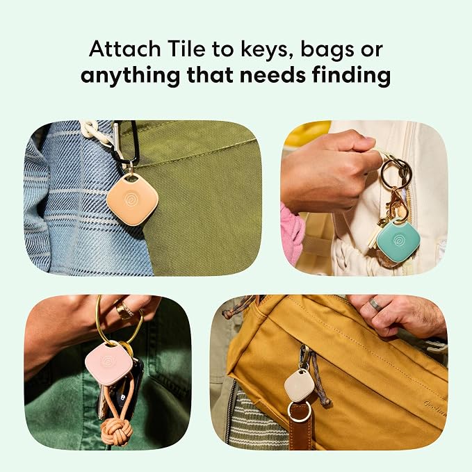 Life360 Tile - Bluetooth Tracker, Keys Finder and Item Locator for Keys, Bags and More. Phone Finder. Both iOS and Android Compatible. 4-Pack (Colors)