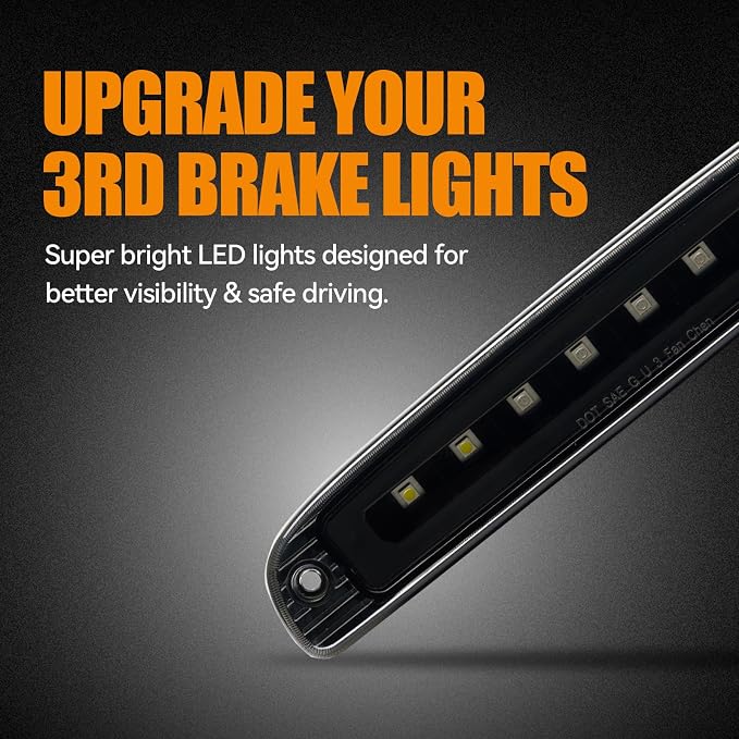 Third 3rd Brake Light LED for 1997-2010 Dodge Dakota, High Mount Rear Brake Lights Assembly for 97-10 Dakota, Waterproof Center Cab Cargo Lamp Stop Light