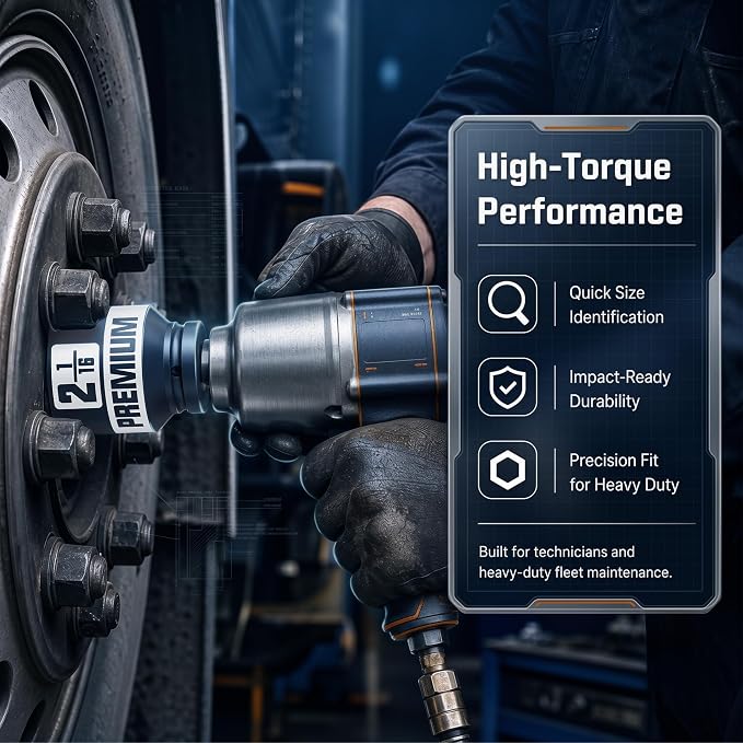 3/4” Drive Impact Socket Set, 2-1/16”-2-1/2” Axle Nut Sockets, 8pcs Shallow Jumbo Sockets, SAE, 6 Point, Cr-V, Repair Tools for Installing and Removing Stubborn Spindle Nuts and Bolts