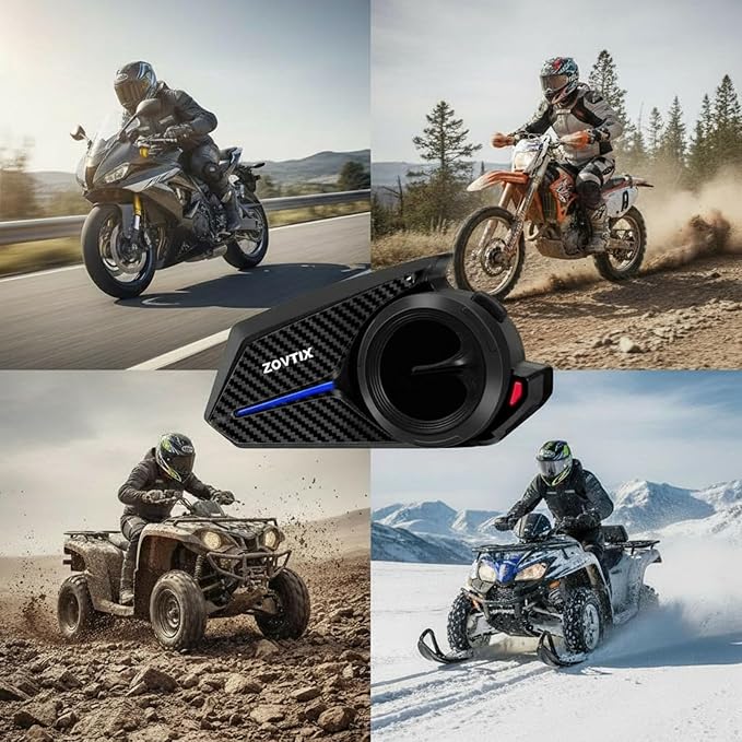 Motorcycle Helmet Headset 8 Riders Communication System X8 Intercom with Music Sharing/HiFi Sound/3 EQ Music Modes/DSP&CVC Noise Cancellation/IP67/FM Radio - X8-Carbon Fiber 1 Pack