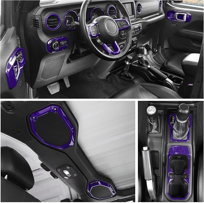 RT-TCZ for Wrangler JL Interior Trim Kit Compatible with Jeep Wrangler JL JLU Gladiator JT 2018-2023 Purple Interior Accessories 23pcs