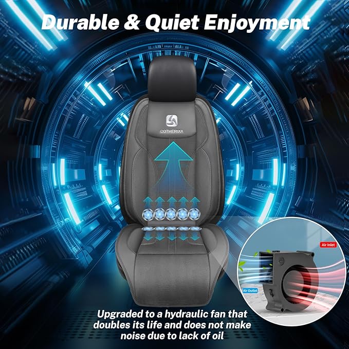 Cooling Car Seat Cover with 10 Powerful Turbo Fans，12V-24V Ventilated Cooling Car Seat Cushion，3-Speed Adjustable Breathable Cooling Seat Cover for Car SUV Truck Universal Fit (Grey)