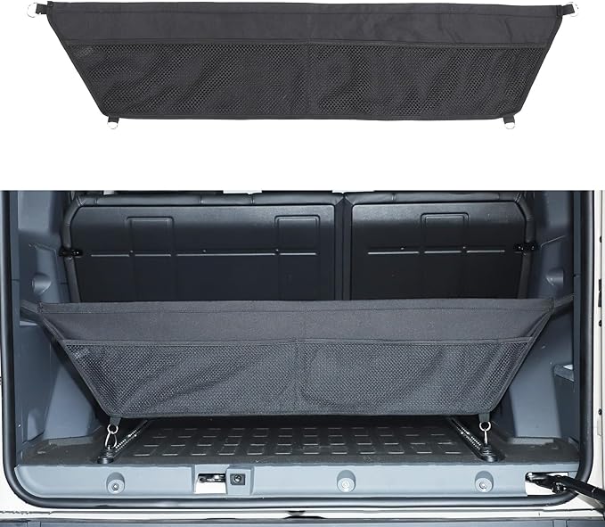 Compatible with INEOS Grenadier 2020-2024 2025 Trunk Cargo Net, Upgraded Trunk Storage Bag Adjustable Elastic Storage Net Trunk Interior Accessories