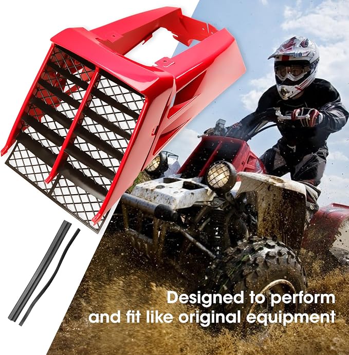Red Plastic Gas Tank Side Covers with Grill, Compatible with Yamaha Banshee 350 1987-2006, 2-PC Set, OE 2GU-21721-60-00, 2GU-21711-60-00, 2GU-2171L-00-00, C0209006