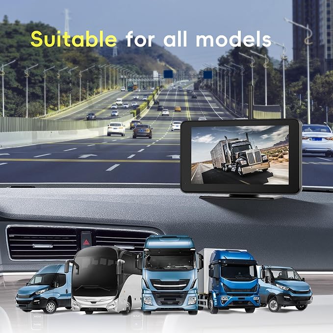 Wireless Backup Camera for Trucks, RV Backup Camera Wireless with 7" HD Monitor 4 Channels Split Screen, BSD Alert, IP68 Waterproof,IR Night Vision Wide Angle, DIY Guide Lines, Loop Recording