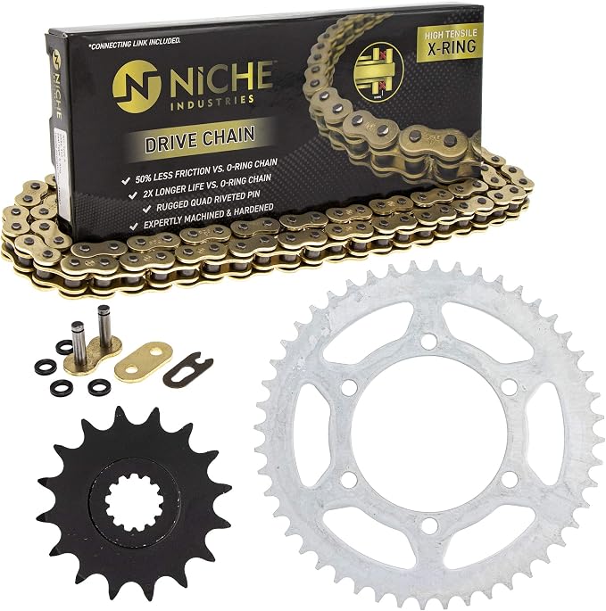 NICHE Drive Sprocket Chain Combo for Yamaha YZF-R6 YZF-R6S Front 16 Rear 48 Tooth 520V-X X-Ring 116 Links