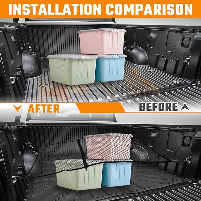 Truck Bed Mat and Net Compatible with 2022-2025 Toyota Tundra 5.5FT Truck Bed Replacement, Truck Net TPE Cargo Bed Liner All Weather Cargo Mat for Toyota Tundra Accessories