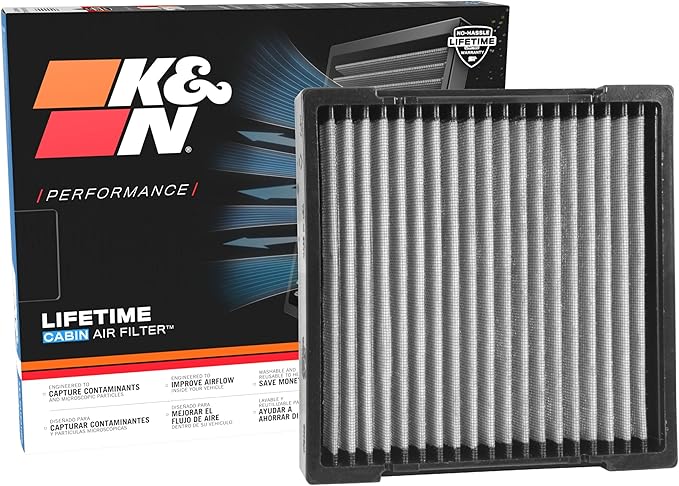 K&N LIFETIME Cabin Air Filter: Premium, Washable, Clean Air for your Cabin: Compatible with 2009-2025 Acura/Honda: MDX, RDX, TLX, Accord, Civic, SI, Type R, CR-V, Odyssey, VF2033