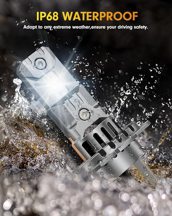 FAHREN Upgraded H7 Bulbs, 50000LM 1200% Ultra Bright 6500K White Light, Mini Size No Adapter Needed, Plug and Play HID H7 Fog Lights, IP68 Waterproof, Pack of 2