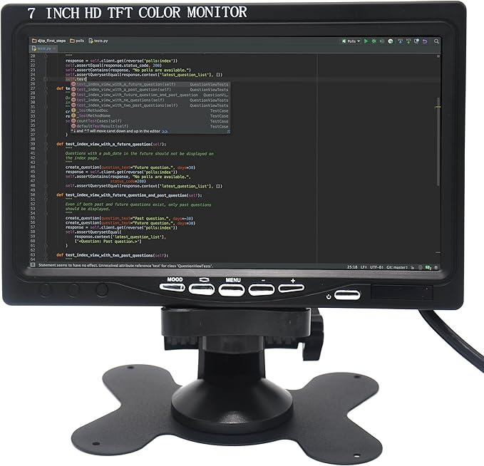 Padarsey 7 Inch Monitor HDMI - 1024x600 HD TFT LCD Screen Display AV VGA Input Built in Speaker for Raspberry Pi 3 Model B+ 3B CCTV Computer PC DVR Car
