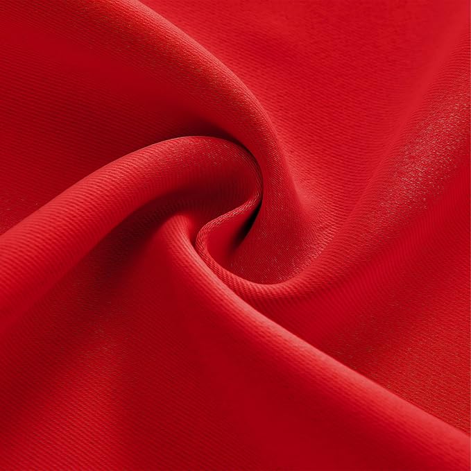 Joydeco 90 Inch Blackout Curtains for Bedroom, Thermal Insulated Black Out Curtains, Room Darkening Drapes for Living Room Window Rod Pocket Back Tab (W52 x L90 Inch, Red)
