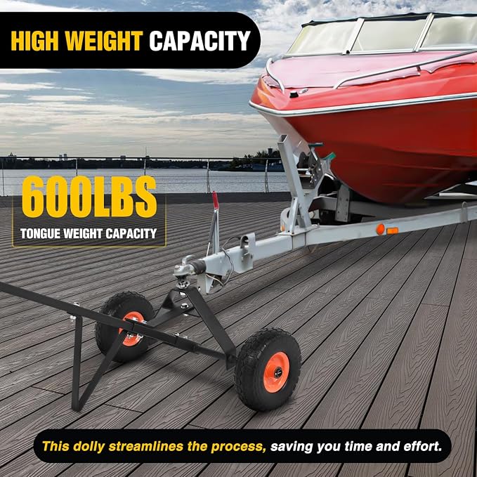 Nilight Boat Trailer Dolly Solid Steel Heavy Duty 600 Pound Capacity with 10" Polyurethane Tires 1-7/8" Hitch Ball