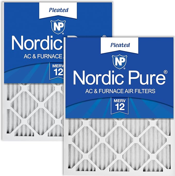 Nordic Pure 16x20x1 (Actual Size: 15 1/2 x 19 1/2 x 3/4) Pleated MERV 12 Air Filters 2 Pack