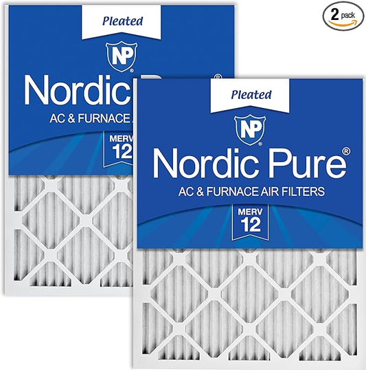 Nordic Pure 18x18x1 (Actual Size: 17 3/4 x 17 3/4 x 3/4) Pleated MERV 12 Air Filters 2 Pack