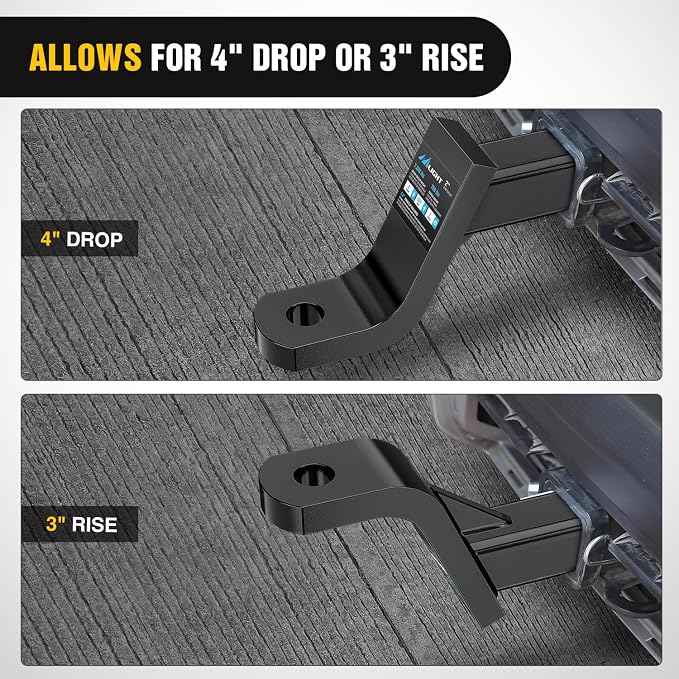 Nilight Trailer Hitch Ball Mount 4" Drop, 3" Rise, 1" Ball Hole fits 2" Receiver with 5/8" Hitch Pin, 7500 lbs GTW Heavy Duty Ball Hitch