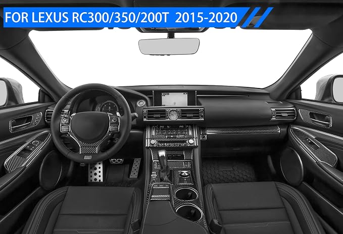 Soft Carbon Fiber Car Interior Set of 53/pcs Decorative Stickers for Lexus RC300 350 200T 15-24 Carbon Fiber Interior Accessories
