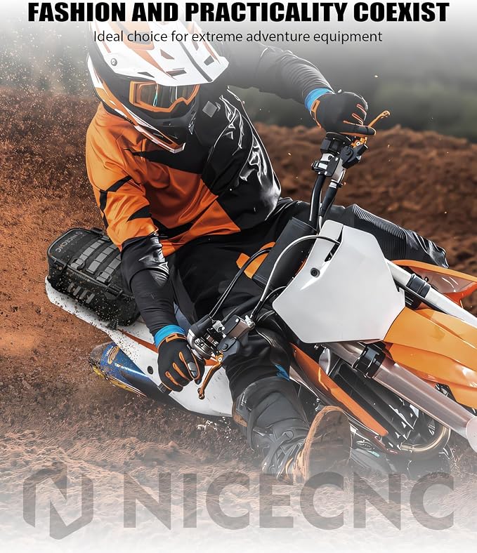 NICECNC Universal Dirt Bike Rear Fender Bag Motorcycle, Silver | Waterproof Motocross Tool Storage Organizer with Reflective Strip for Off-Road Adventure & Enduro Riding