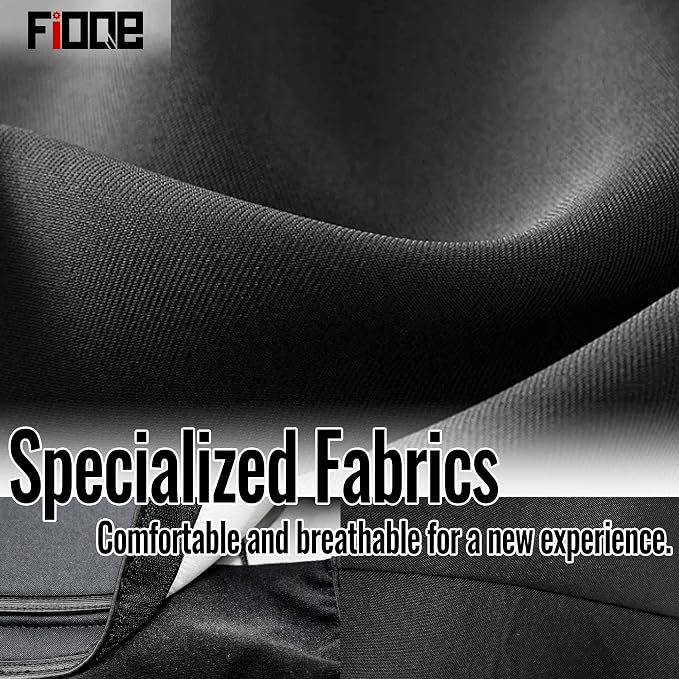 Thickened Composite Fabric Front & Rear Seat Covers for Chevy Silverado & GMC Sierra 1500 2015 2016 2017 2018 Durable Cloth Composite Foam with Headrest and Console Covers- Black