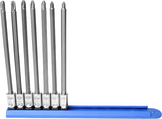 Mayhew Tools 16041 Phillips Insert Socket Bit Set, Chrome, 7-Piece Long-Length