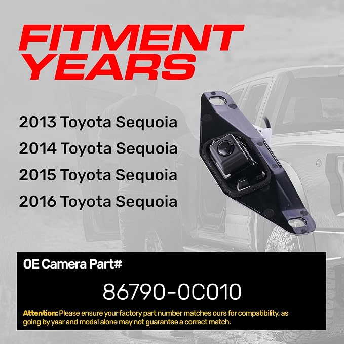 Master Tailgaters Replacement for Toyota Sequoia (2013-2016) Backup Camera OE Part # 86790-0C010