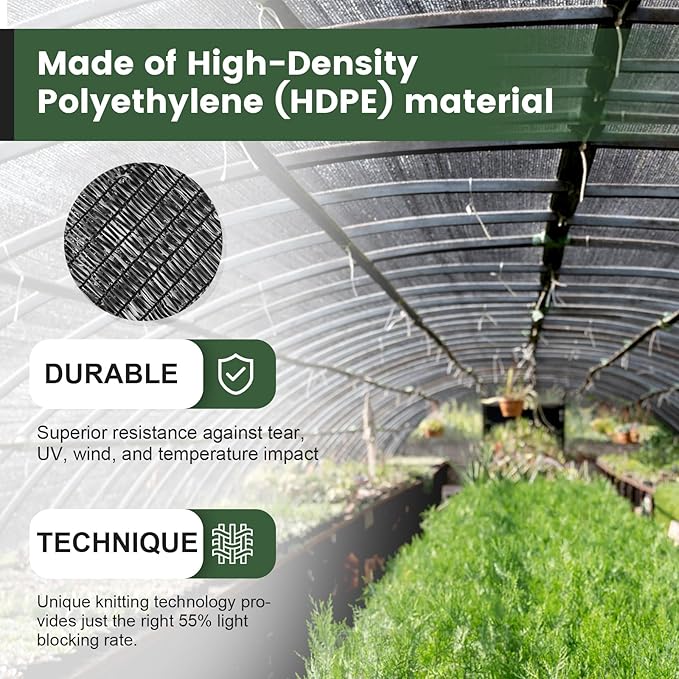 [WindscreenSupplyCo] 55% 3 x 6 FT Shade Cloth Sun Shade Net with Grommets Sunblock Mesh Tarp for Garden Plants Cover Greenhouse and Patio