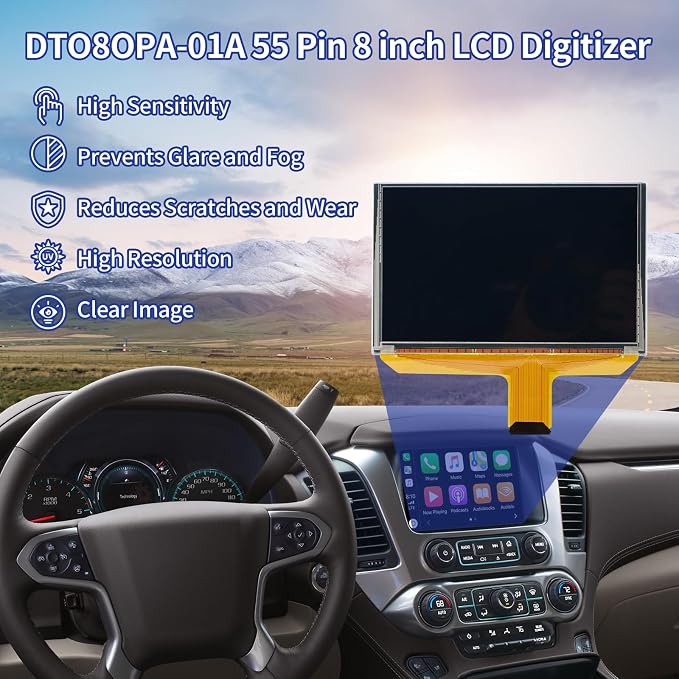 TsuperU LCD Touch Screen Replacement DJ080PA-01A Digitizer Screen Radio Fit 2014-2018 Chevy Silverado Tahoe Chevy Colorado OEM Navigation, Fit GMC Sierra Yukon Trucks SUV Mylink 8-inch Touchscreen