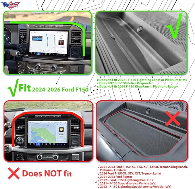 2025 F150 Ra Port Magnetic Phone Mount Compatible with 2024 2025 2026 Ford F150 Truck Accessories Metal Cell Phone Holder Dash Platform Mount