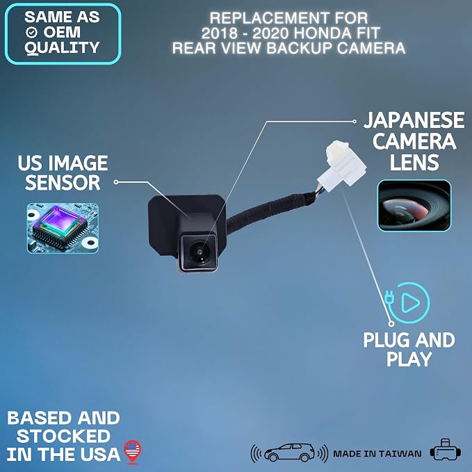 Backup Camera Replaces for 2018 2019 2020 Honda Fit OE Part # 39530T5RA21, 39530T5RA11 (39530-T5R-A21, 39530-T5R-A11)