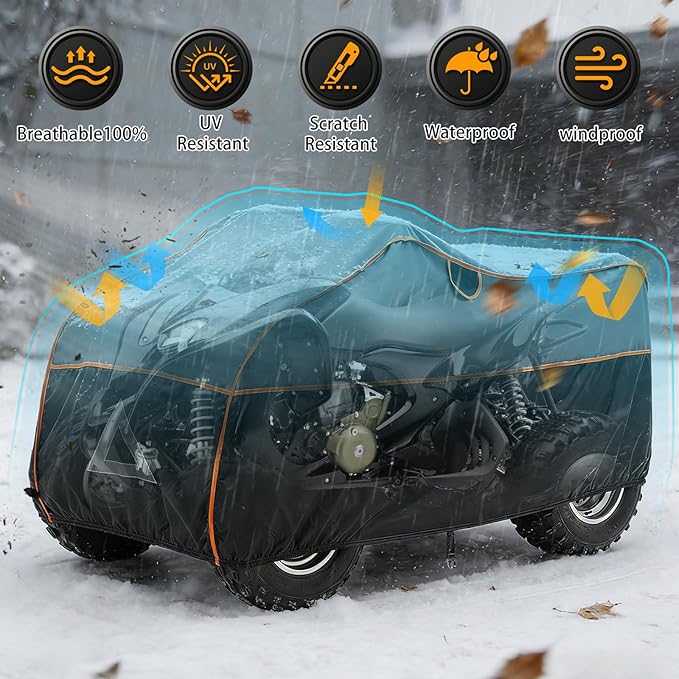 Specialized Hail Protector ATV Cover, Multi-Layered ATV Hail Blankets Protector Cover with 5mm Thick High Density EVA Cushioning Foam Pad and Reflective Stripes, 96(L) x 48(W) x 50(H) in