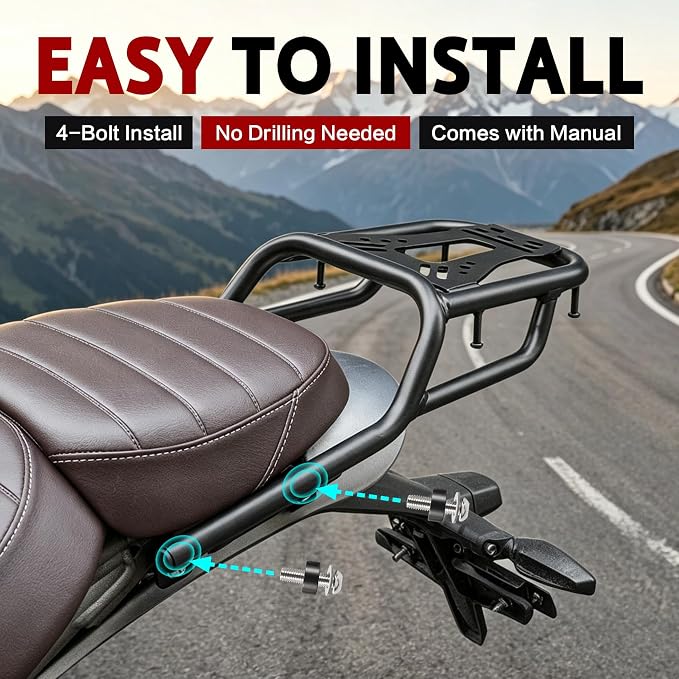 Luggage Rack for Speed 400 Scrambler 400 X 2024-2026 Rear Cargo Carrier | Motorcycle Rear Support Shelf Mounting Rack Grab Handle Bar High-Temp Powder Coating