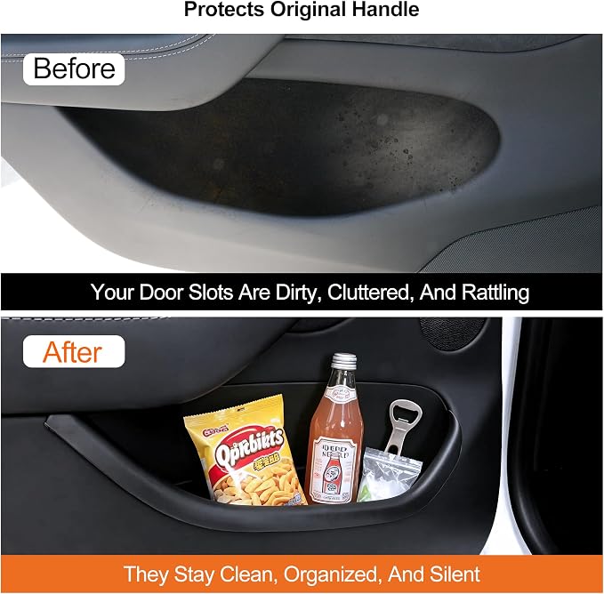 Door Pocket Liners Side Storage Box for 2025 2026 Tesla Model Y Juniper | 4PCS Front Rear Door Pocket for 2025 2026 Model Y Juniper Accessories TPE Waterproof Emergency Safety Button Design