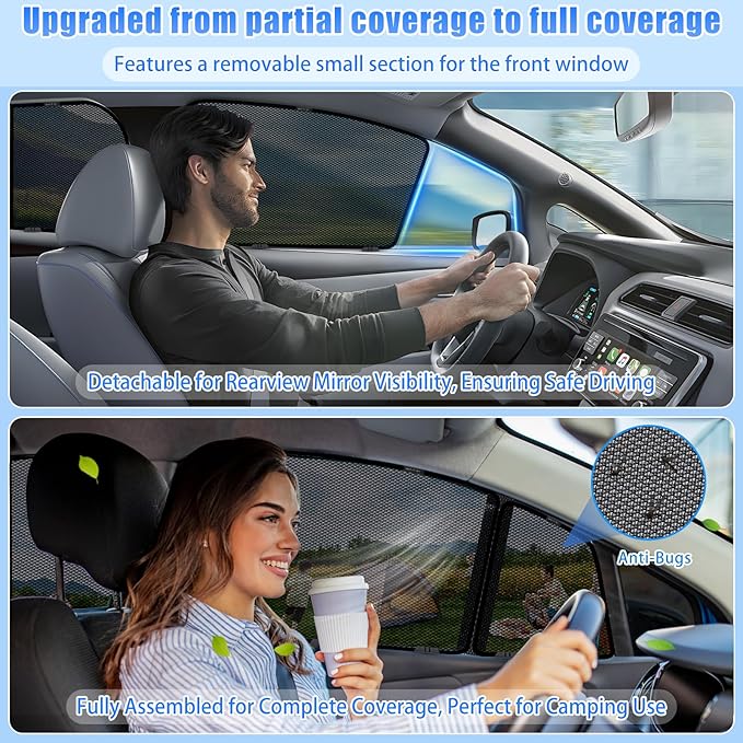 ZATOOTO Car Window Shades for Toyota RAV4 2019-2024, Car Window Cover Baby Sun Shades Sun Blocker Car Side Window Screens for Camping| UV Protection, Privacy, Ventilation, and Bug-Free Design