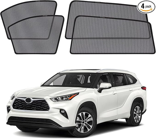 XCBYT Car Window Shades for 2021-2025 Highlander, Sun Shade for Car Baby Side Window with Breathable Mesh, Blocking 99% UV Glare and Privacy Protection, Safe Driving for Napping Camping (4 PCS)