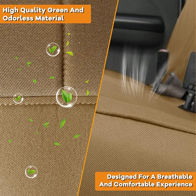 Truck Seat Cover Compatible with 1995-2000 Toyota Tacoma, Knitted Front Bench 60/40 Seat Covers with 2 Headrests and Center Console, Tan