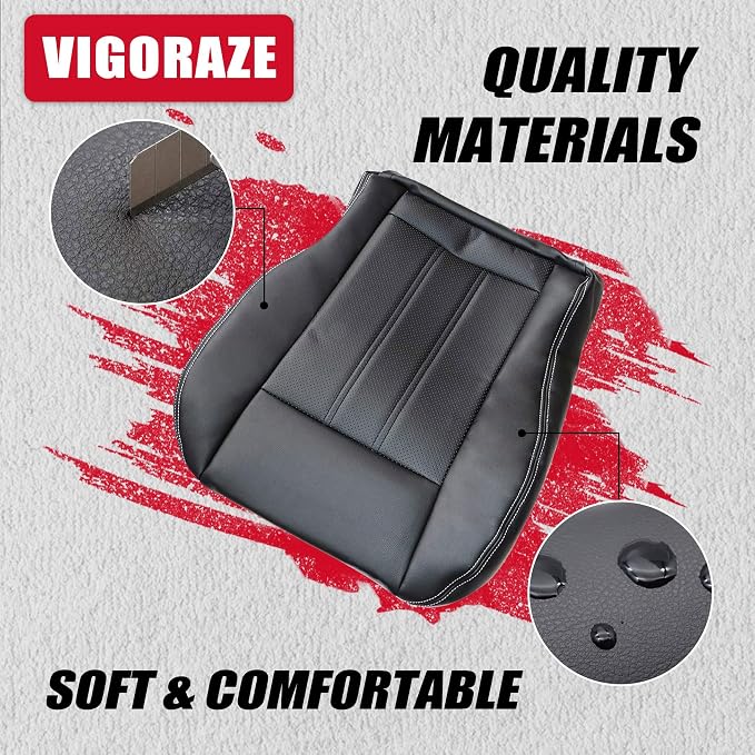 Driver & Passenger Bottom & Top Replacement Seat Covers Black Compatible with Chrysler Town & Country 2011 2012 2013 2014 2015 2016