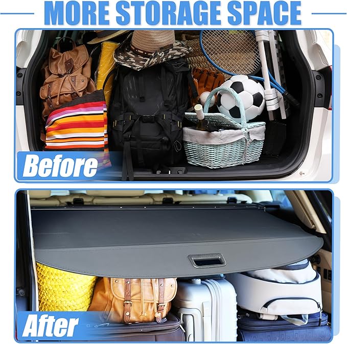 uxcell Retractable Cargo Cover for Genesis GV70 2022-2023 Waterproof Non Slip SUV Rear Trunk Shielding Shade Black