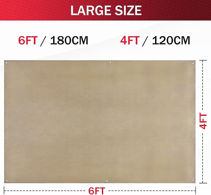 Fiberglass Welding Blanket 4x6 ft - KANHIRO Heavy Duty Heat Resistant Fabric, 1022 °F Fire Resistant Blankets, High Temp Insulation Blanket for Industrial, Smoker, Camping, Grill
