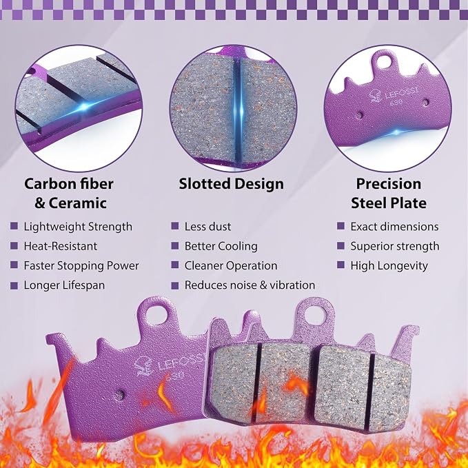 Carbon Fiber Front Rear Brake Pads Compatible with for Harley Davidson Road Glide Road King Street Glide Electra Glide Ultra Limited Night Rod Street Rod V-Rod 2008-2020 2021 2022 FA409FR