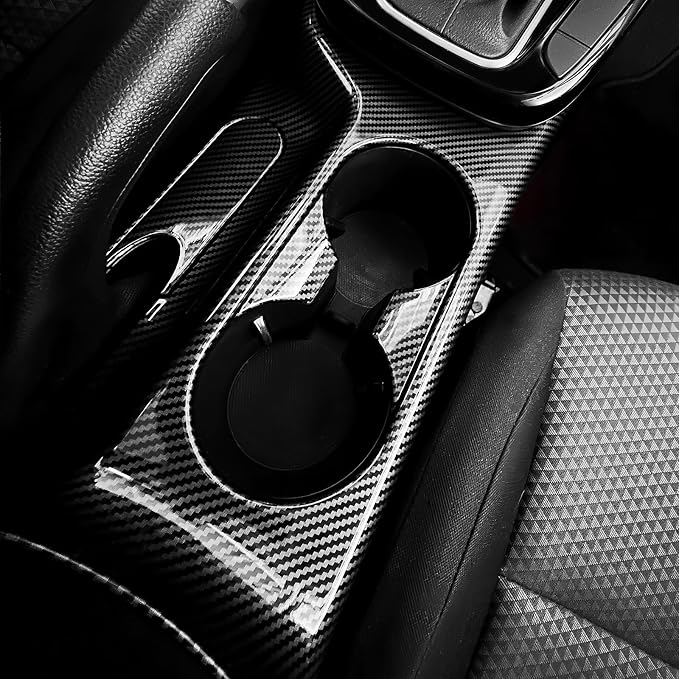 2PCS Cup Holder Trim Cover Compatible with Kia Soul 2020-2026 Accessories,Not for Electronic Handbrake Version (Carbon Fiber Pattern)