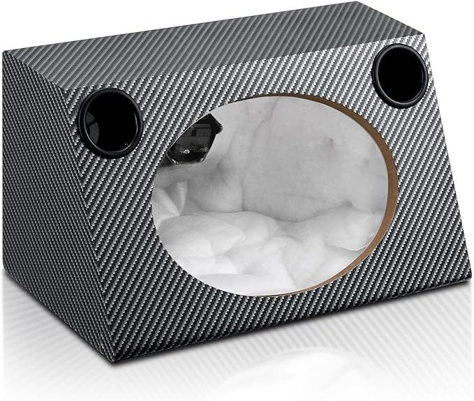 6" X 9" Speaker Enclosure, Trapezoidal Car Speaker Empty Enclosure w/Sound-Absorbing Cotton & Speaker Spikes Pad Mat, PVC Veneer Speaker Box Enclosure for Home, Vehicle Sub Sound Supplies