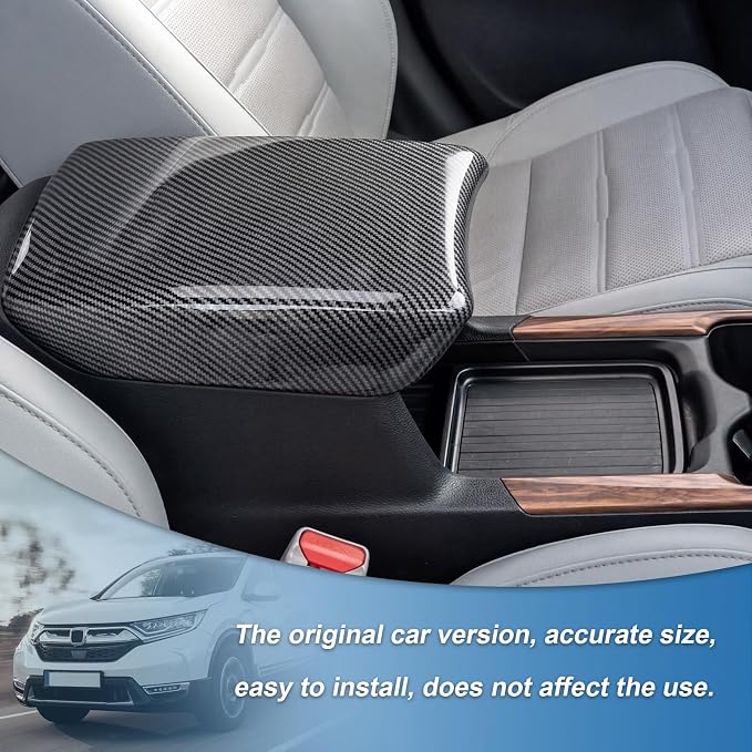 Carbon Fiber Center Console Armrest Storage Box Cover Compatible with 2017-2022 Honda CR-V CRV