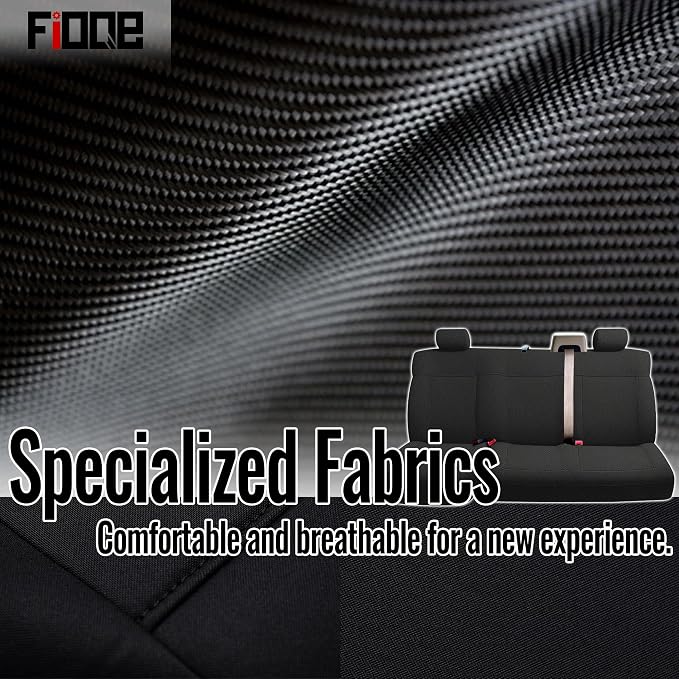 Heavy-Duty Knit Seat Covers for Ford F150 XLT Super Cab 2004 2005 2006 2007 2008 Rear Bench Durable Fabric Protection - Black